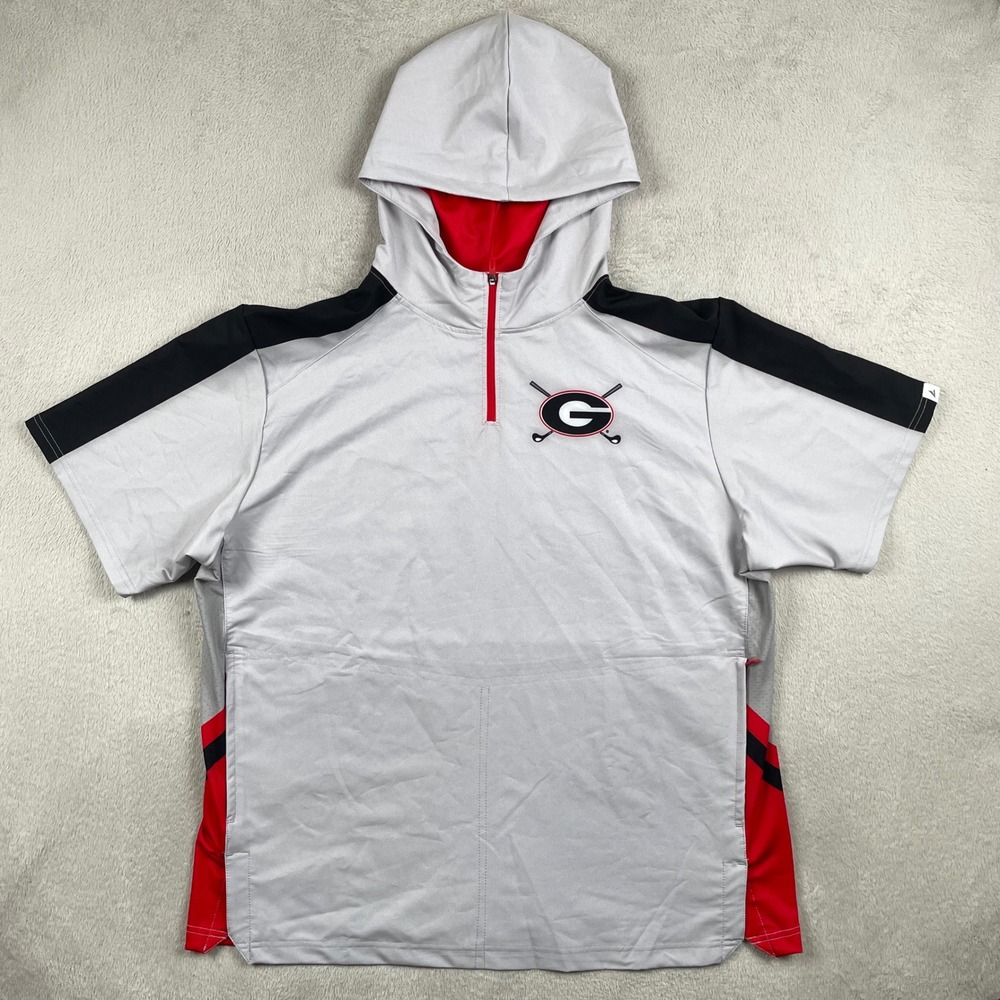 Georgia Bulldogs UGA Hoodie Mens XL Gray Short Sleeve BSN Sport Collegiate Golf